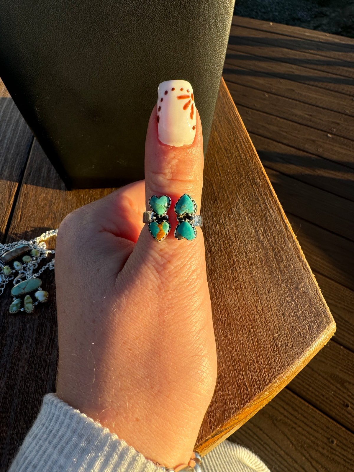 Heart turquoise floater ring