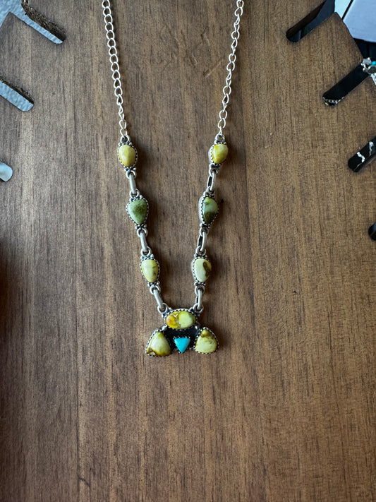 Palomino and blue bird turquoise cluster lariat