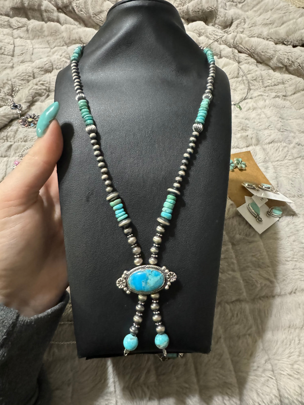 Pearl and turquoise loop necklace – Wild Midwest Co.