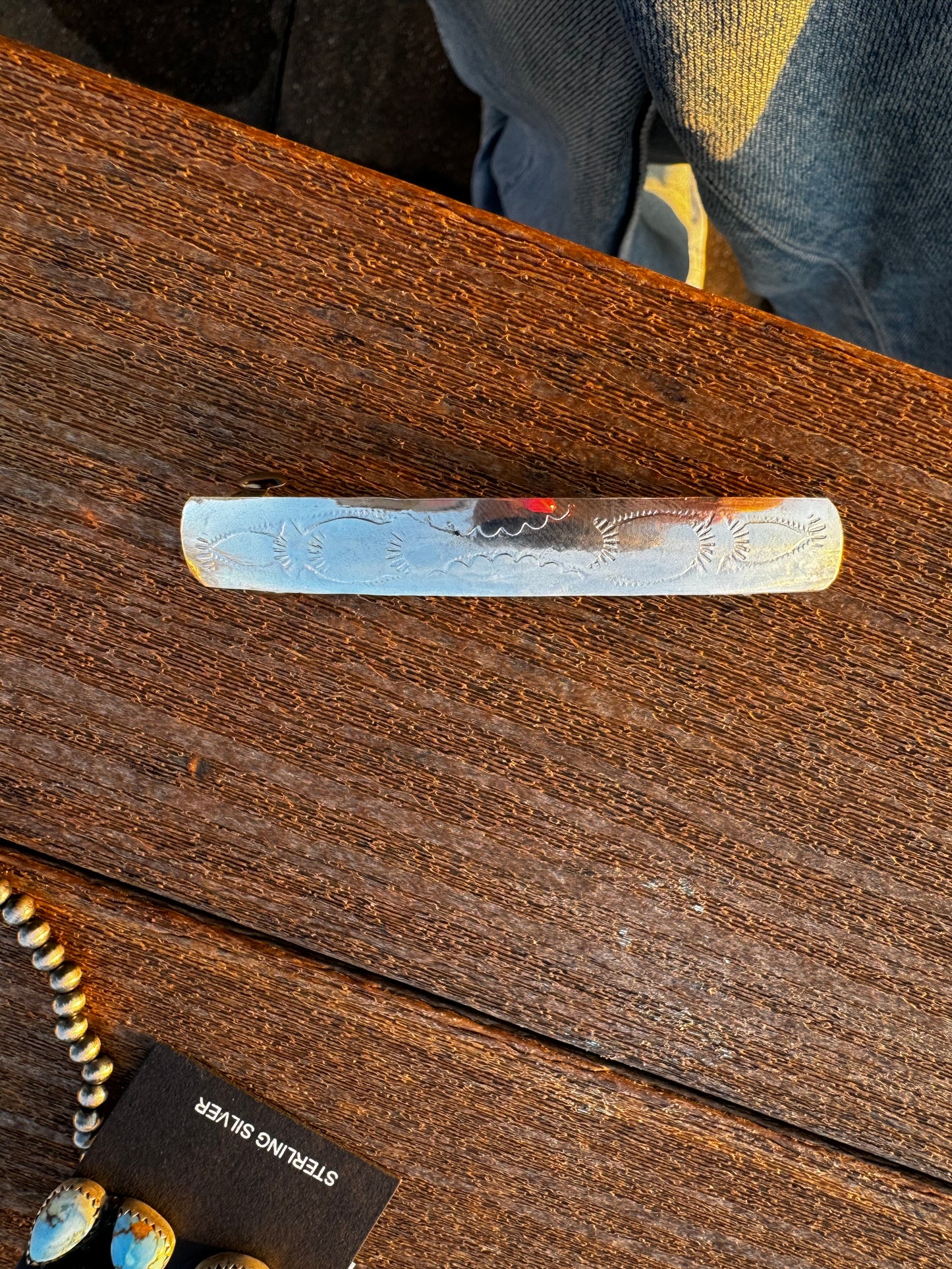 Sterling silver stamped barrette