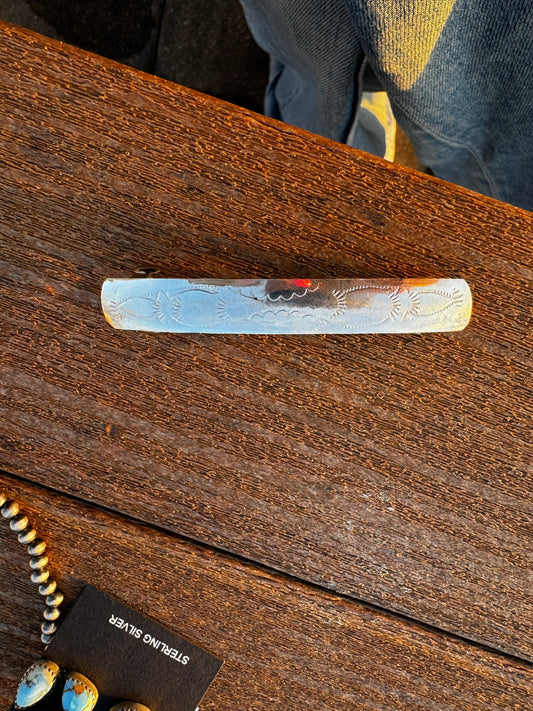 Sterling silver stamped barrette