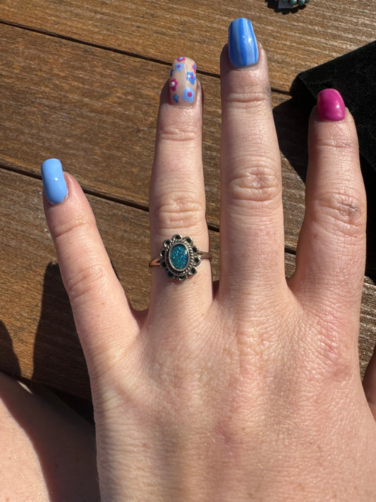 Sz 7 blue opal ring