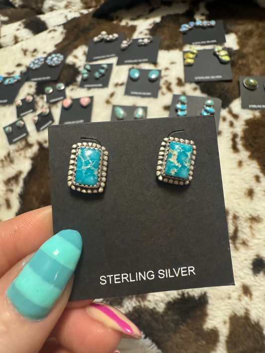 Whitewater turquoise rectangle studs