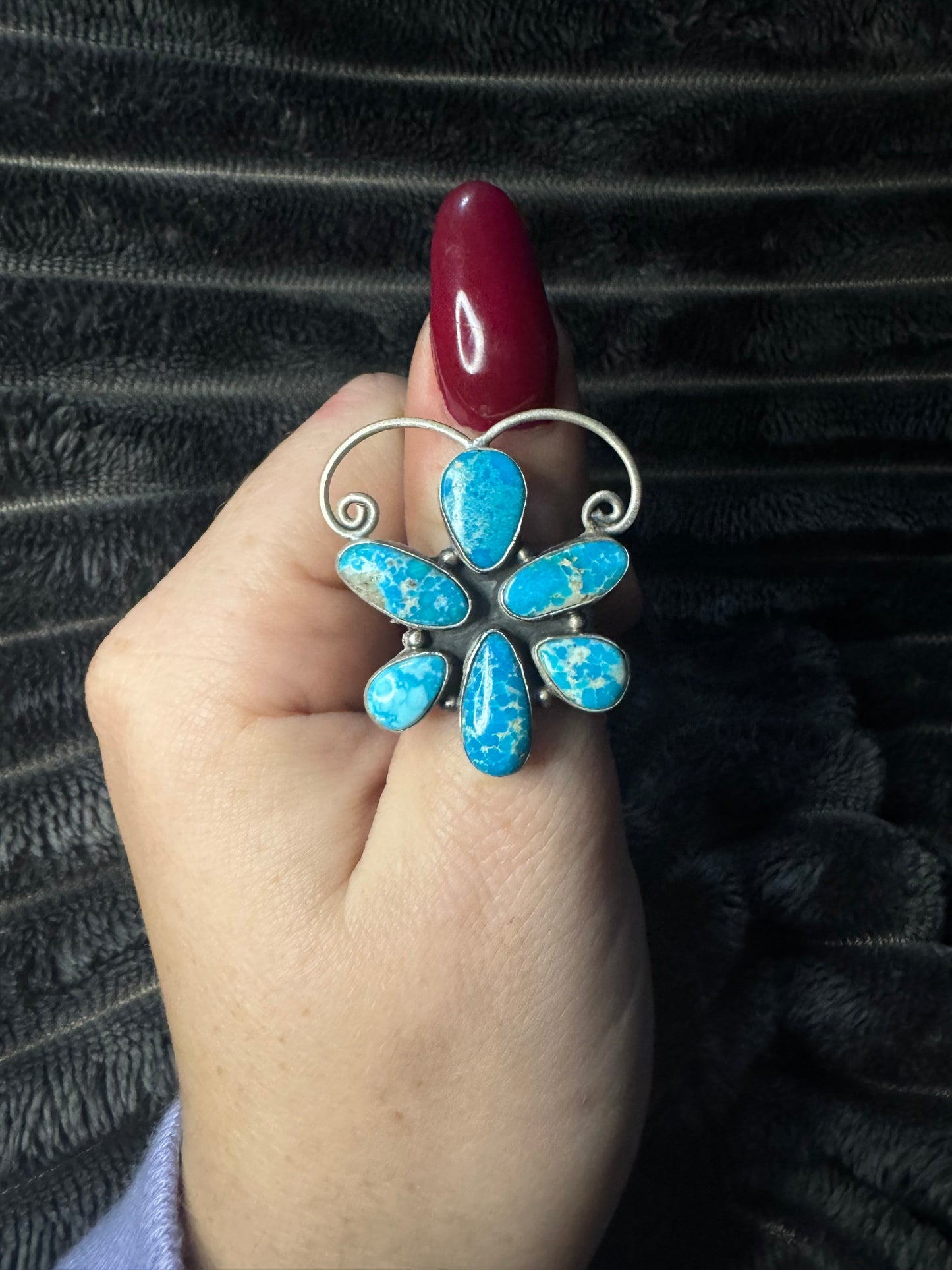 Blue ridge turquoise adjustable butterfly ring