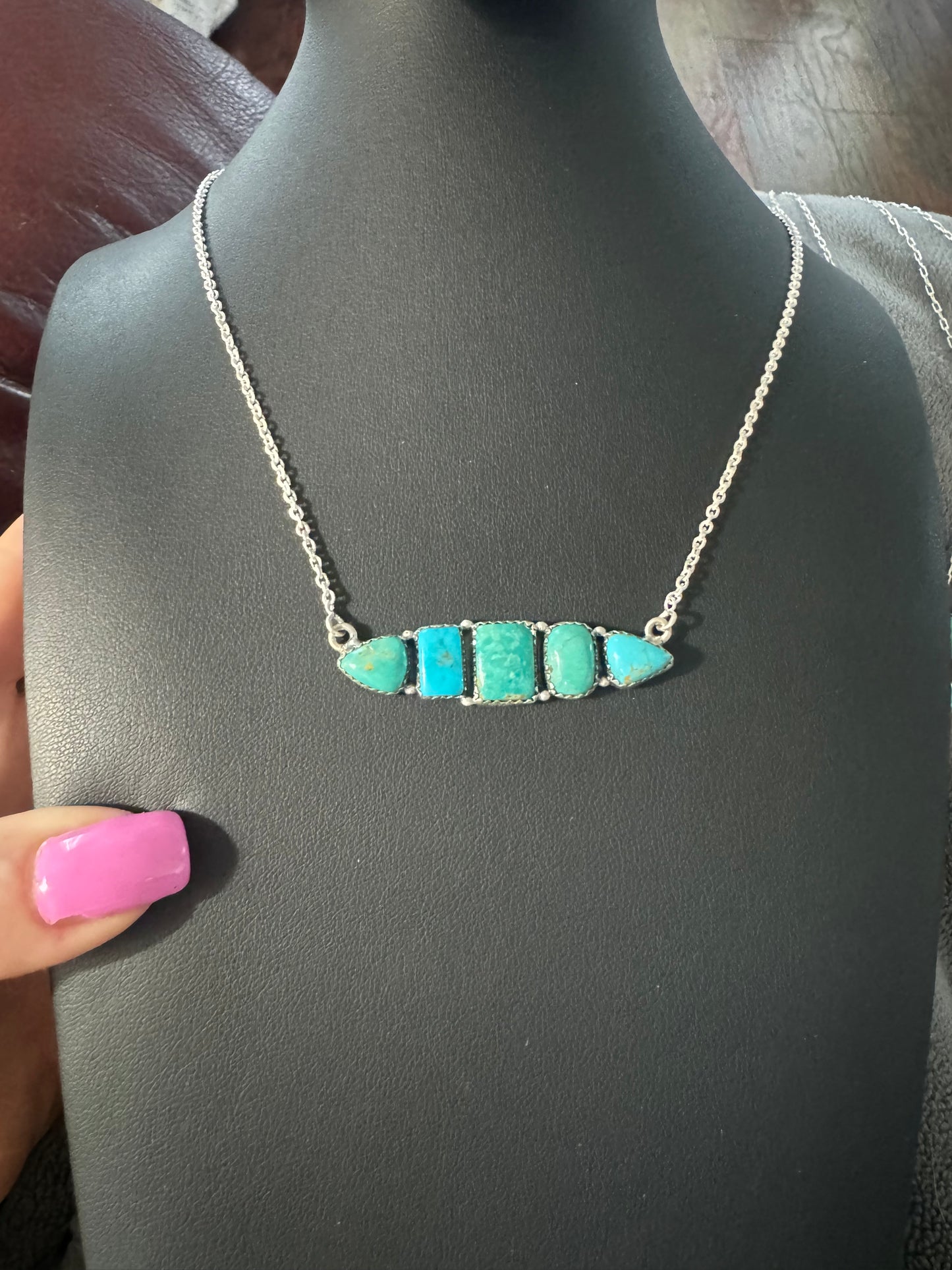 Hachita turquoise bar necklace