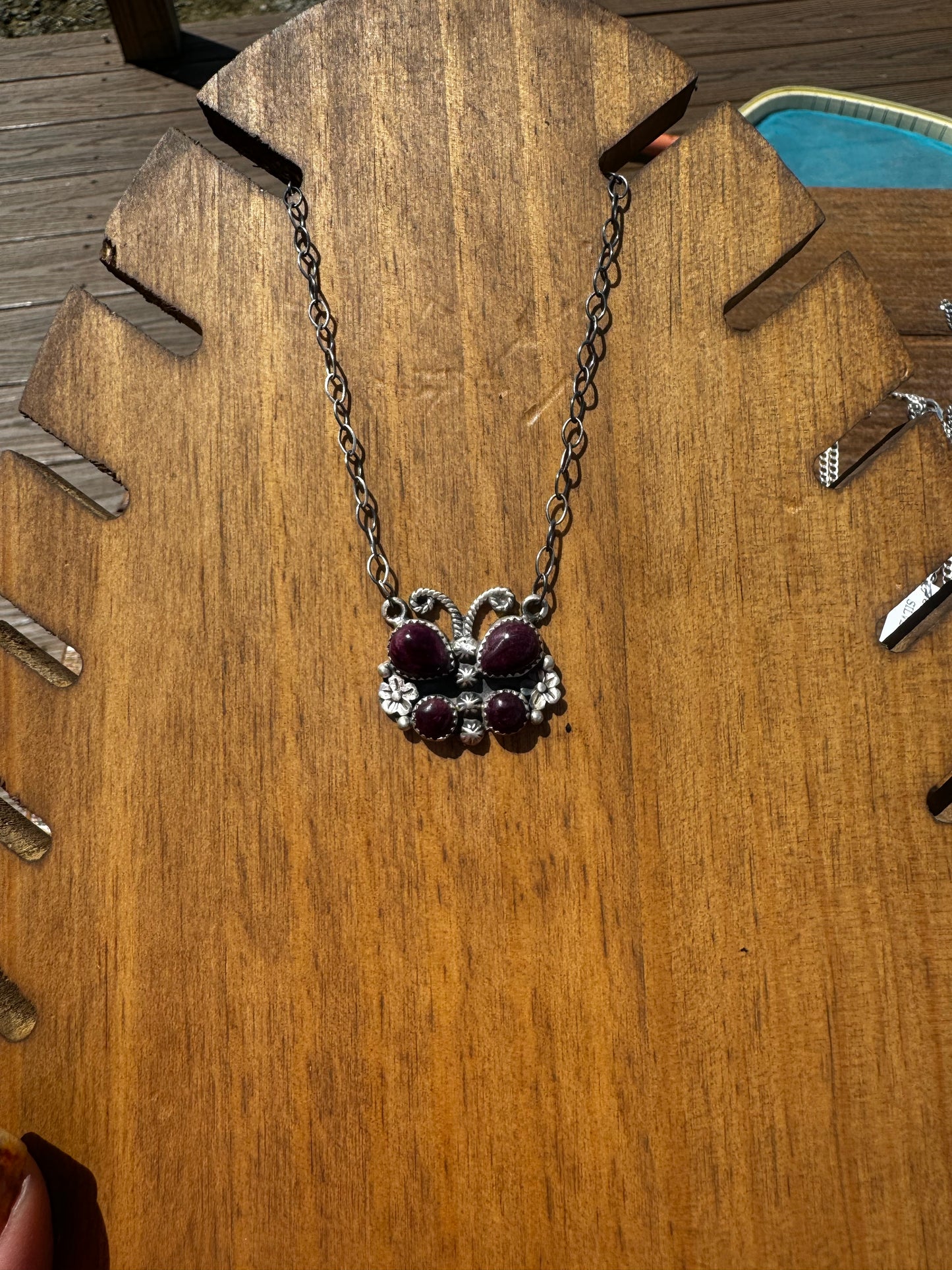 Purple spiny butterfly necklace