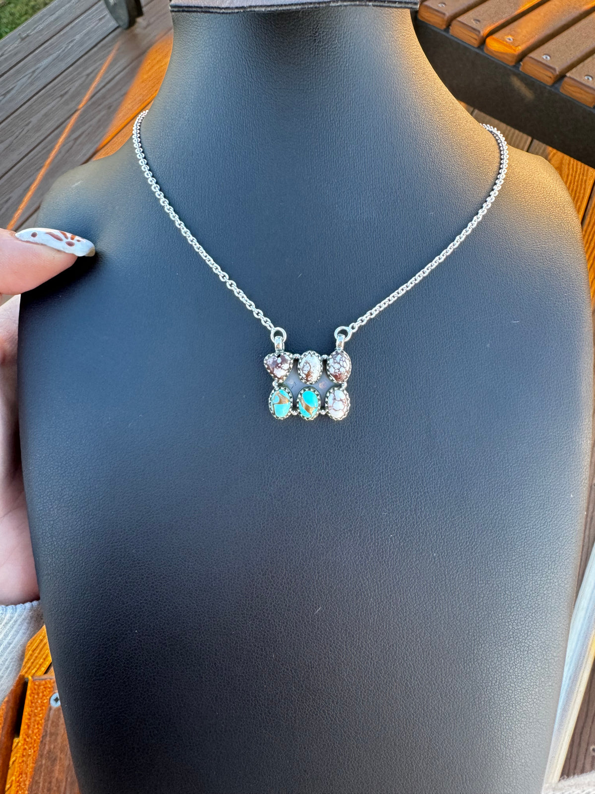 Wild horse and dahlia bar necklace