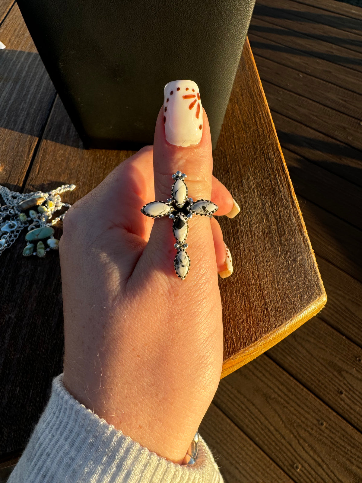 White Buffalo adjustable cross ring