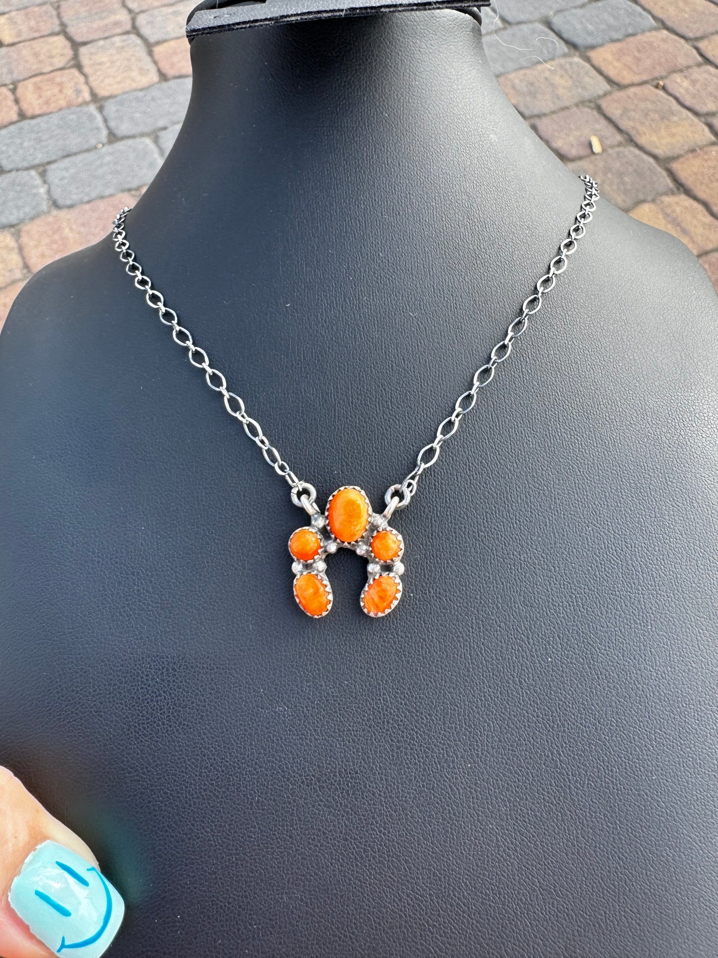 Orange spiny dainty naja necklace