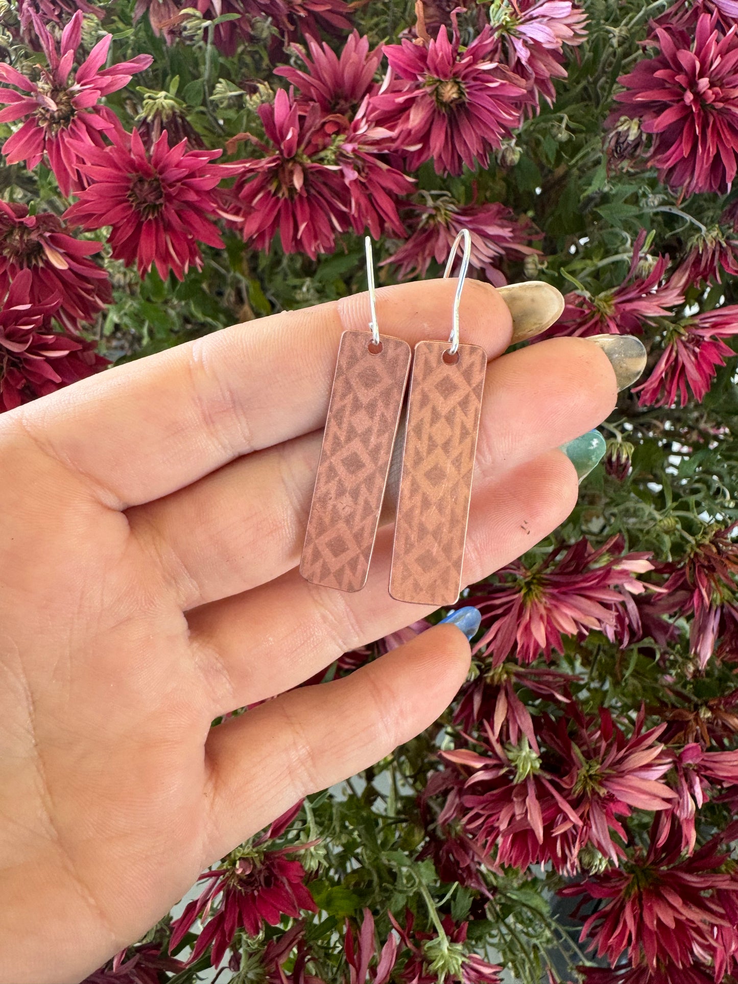 Copper dangle earrings