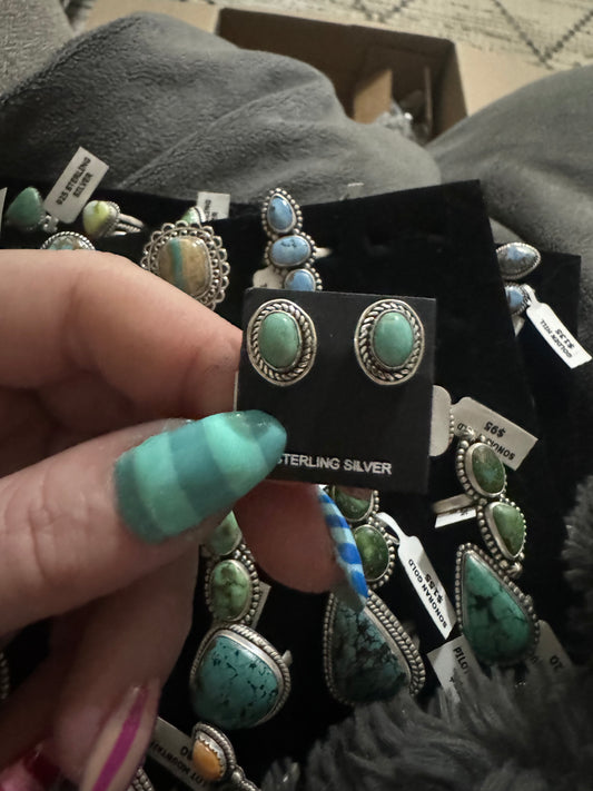 Dainty turquoise studs