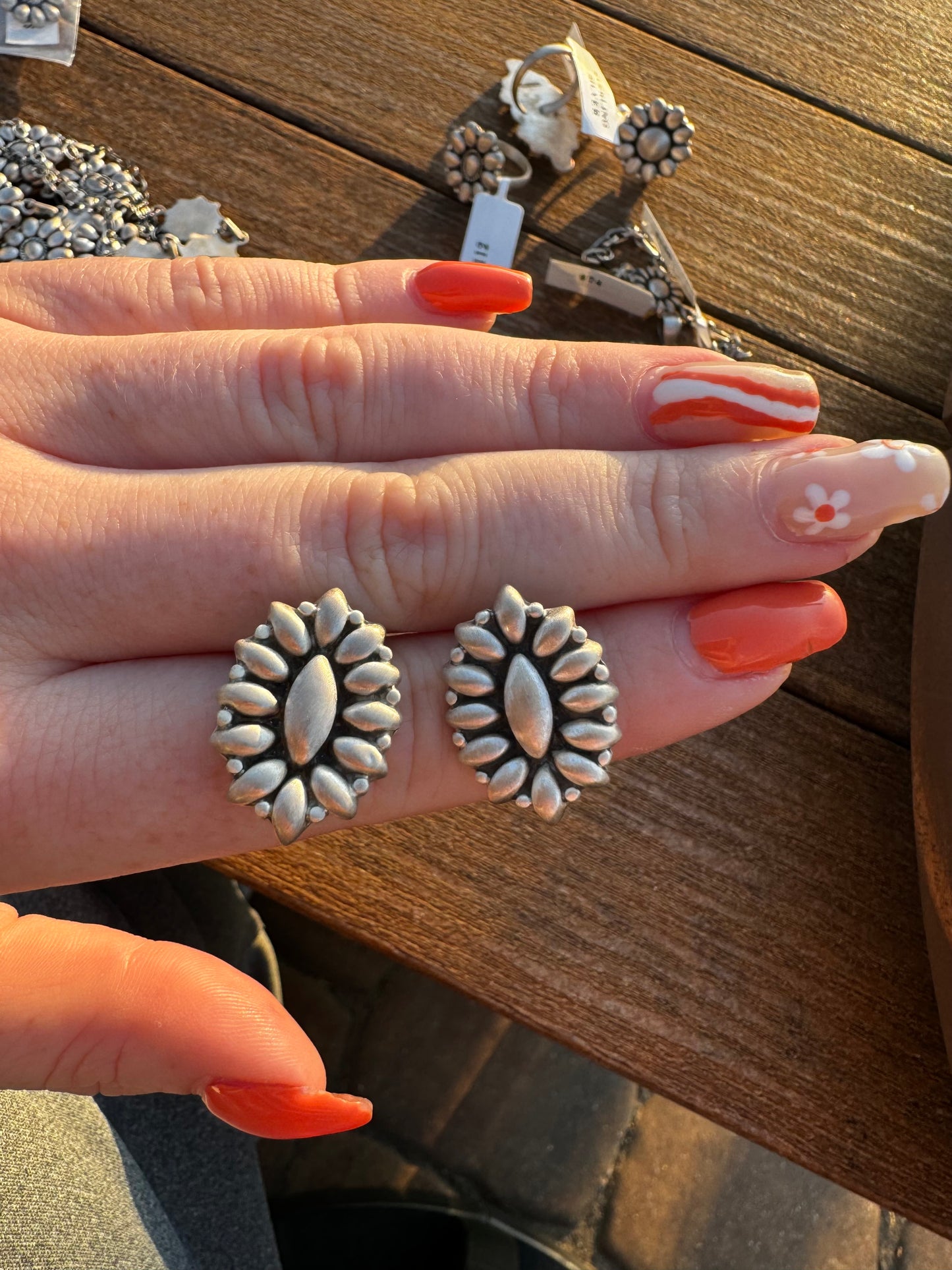 Sterling silver cluster studs