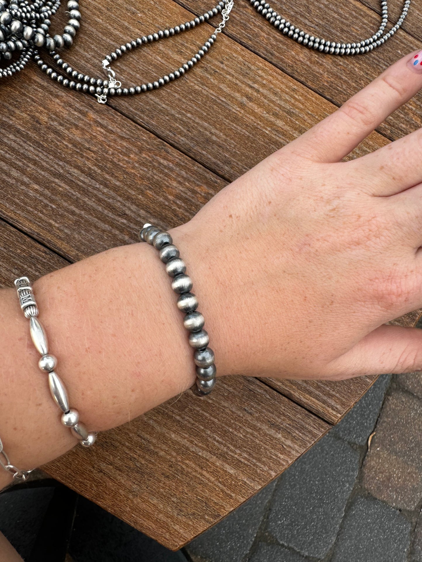 7mm pearl stretch bracelet