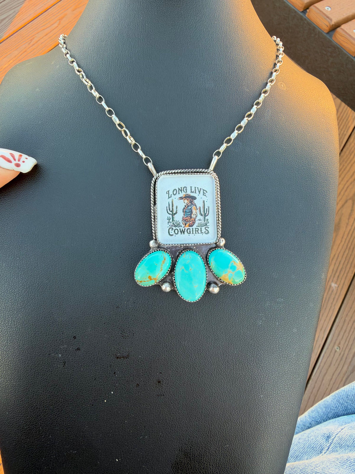 Royston turquoise and long live cowgirls necklace