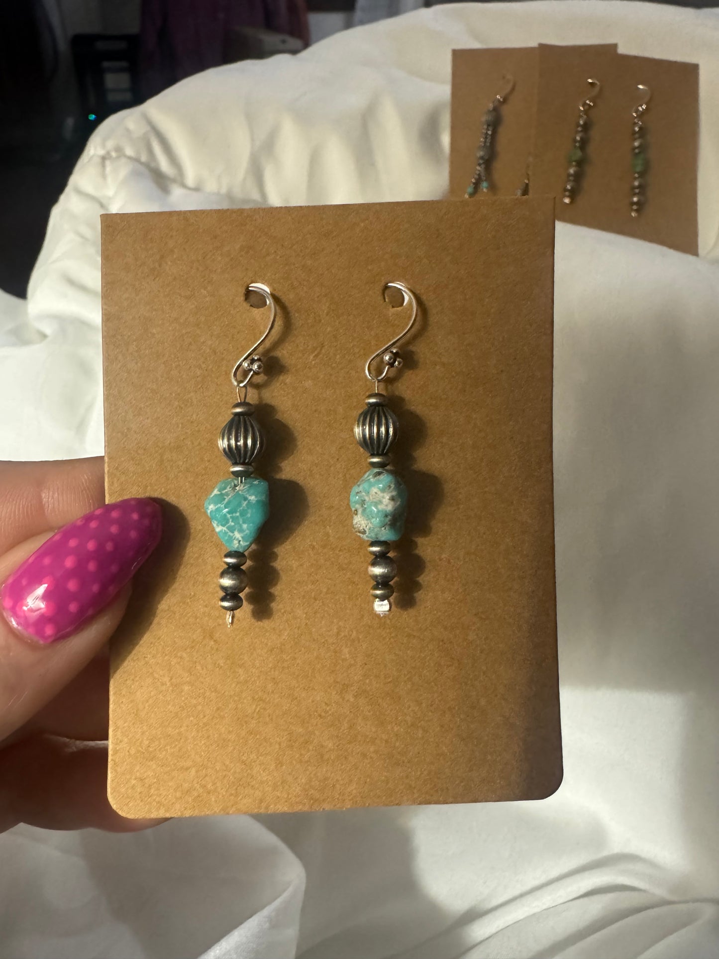 Whitewater turquoise pearl dangle earrings