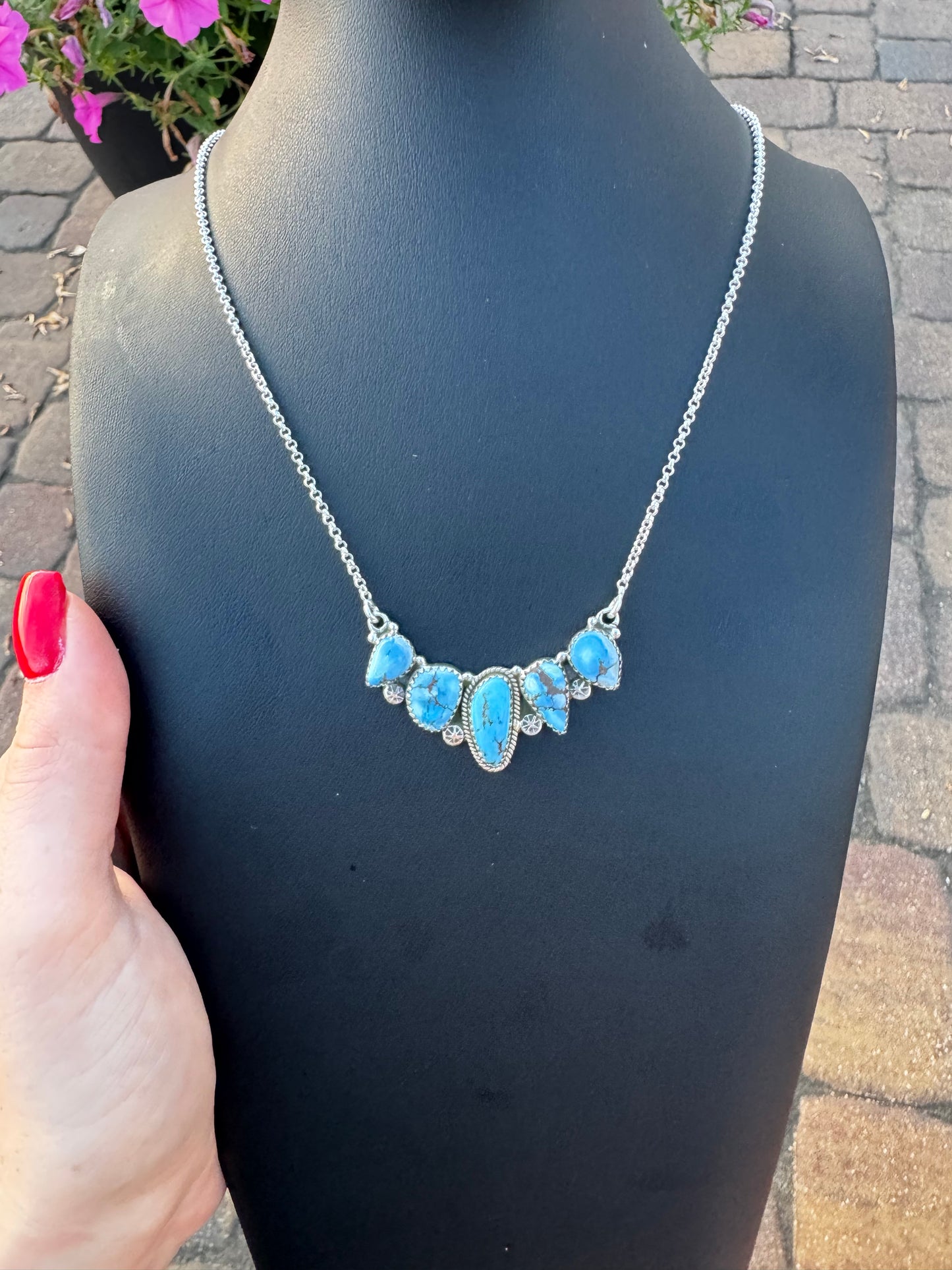 Golden hills turquoise 5 stone necklace