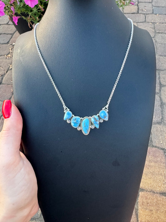 Golden hills turquoise 5 stone necklace