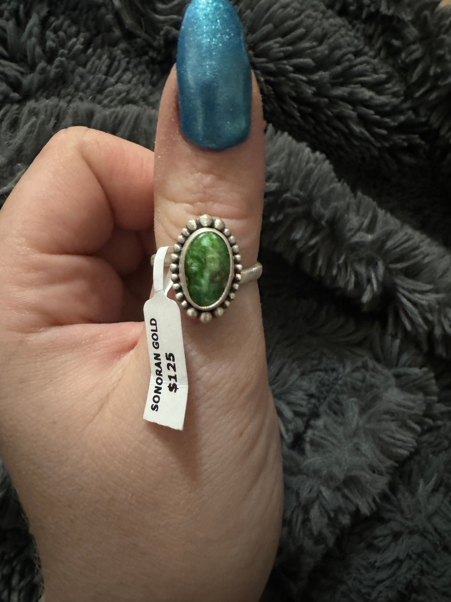 Sonoran gold turquoise oval adjustable ring