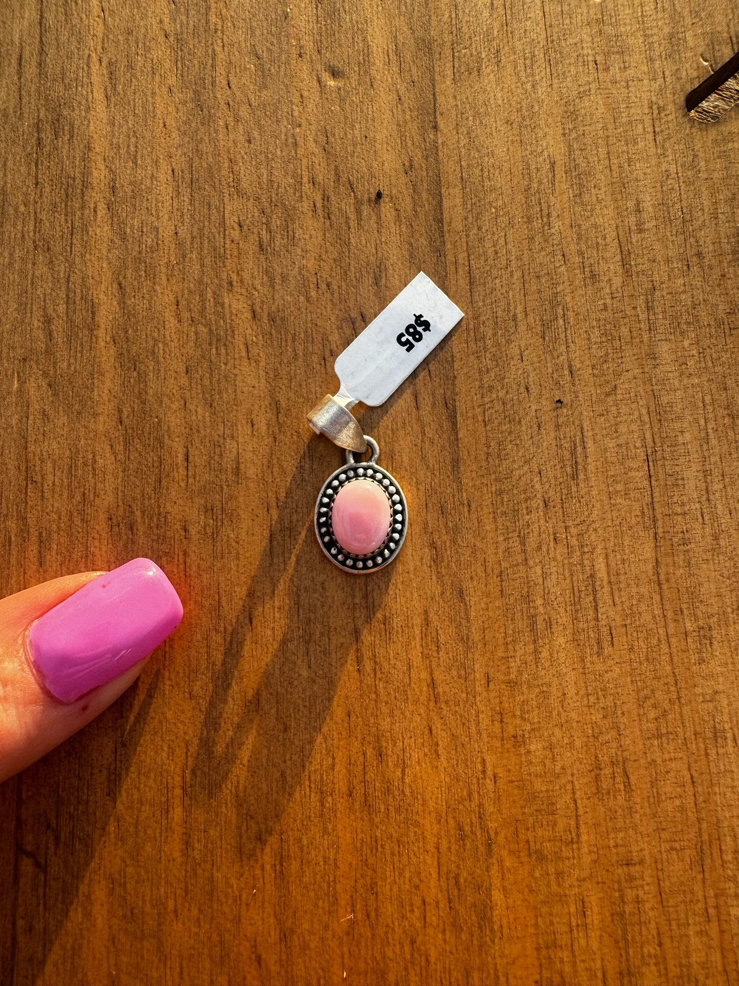 Pink conch dainty pendant