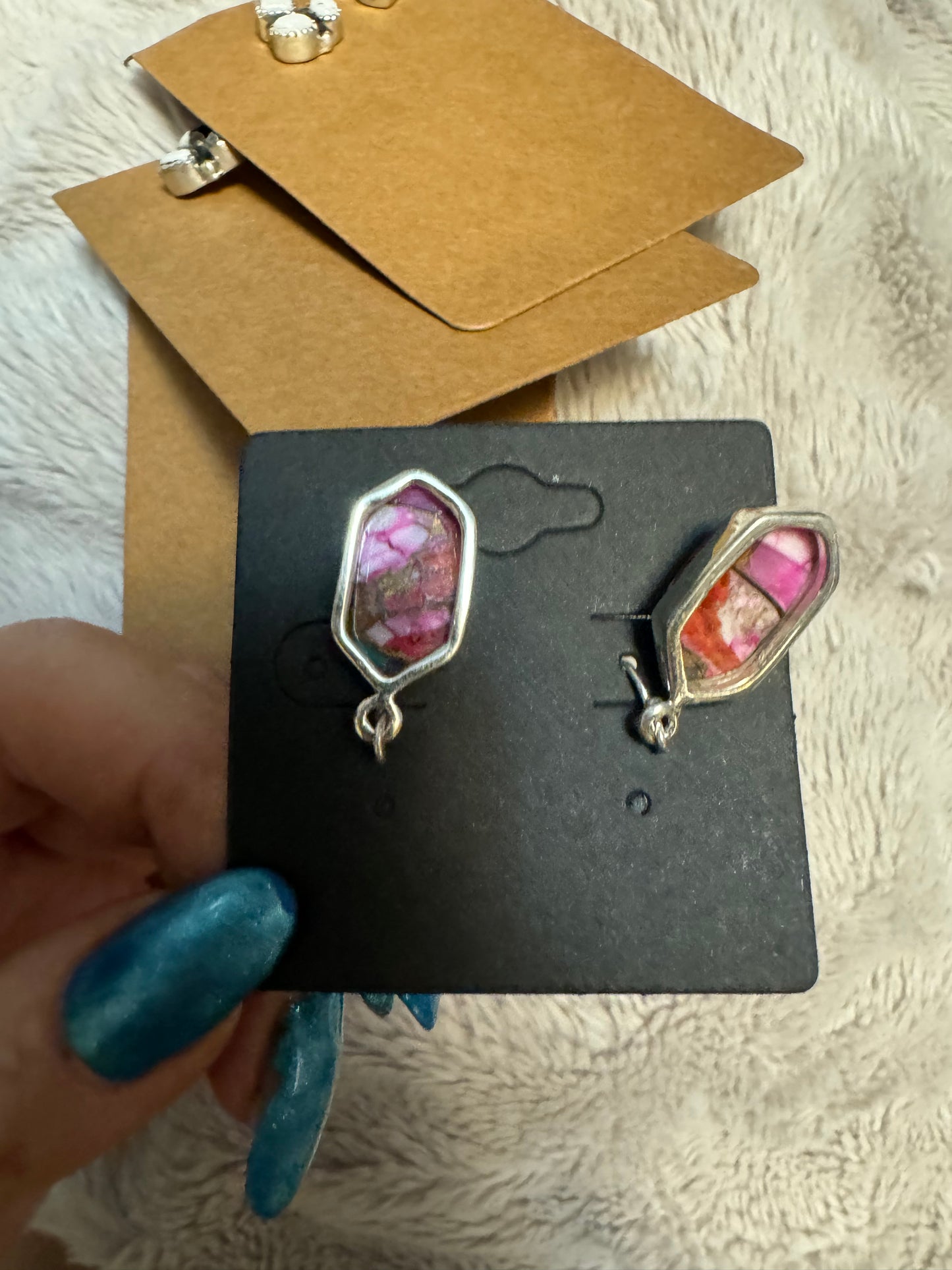 Pink dahlia dangle earrings