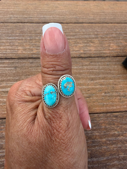 Whitewater turquoise floater ring on stamped band
