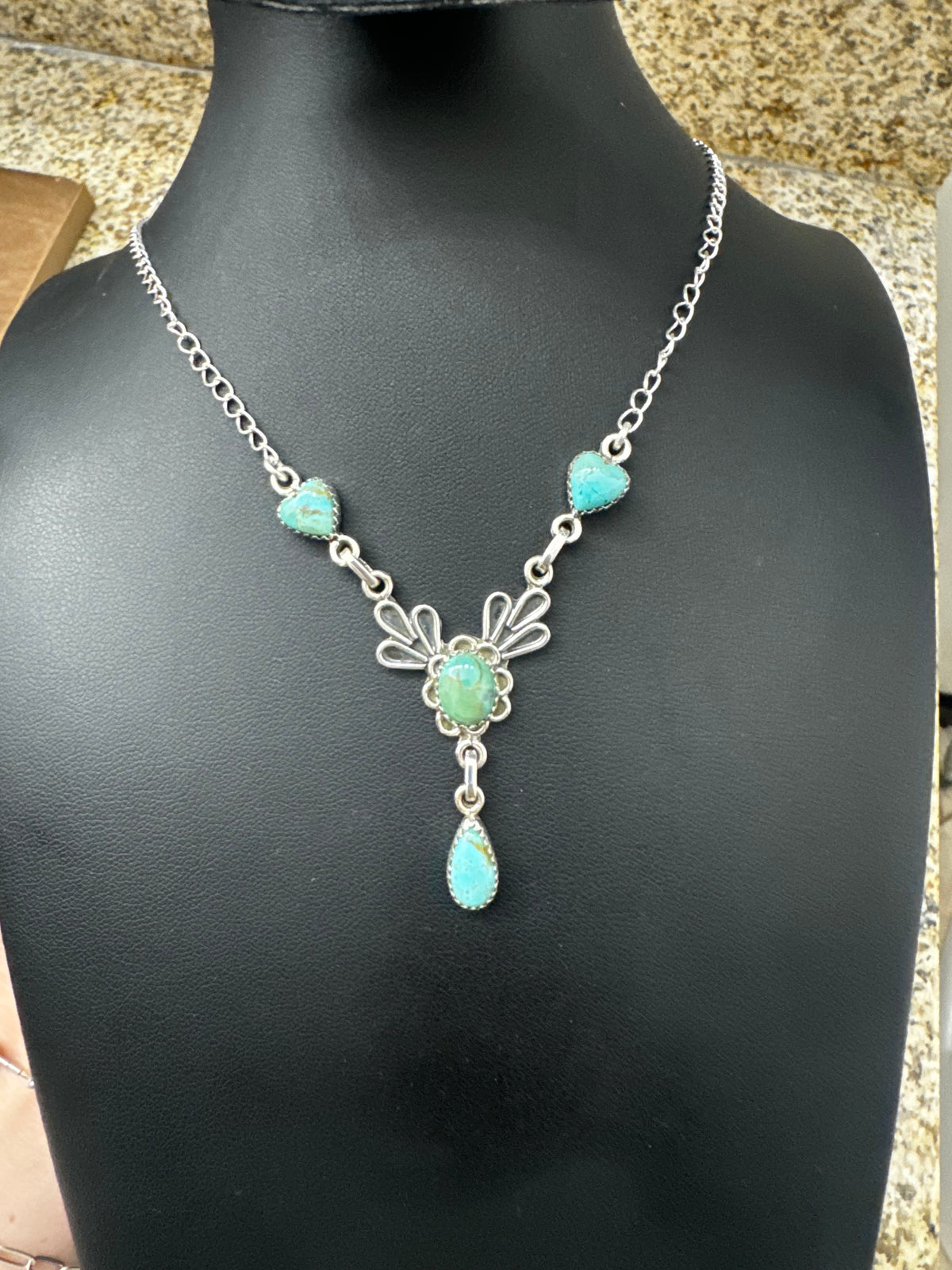 Kingman turquoise lariat necklace