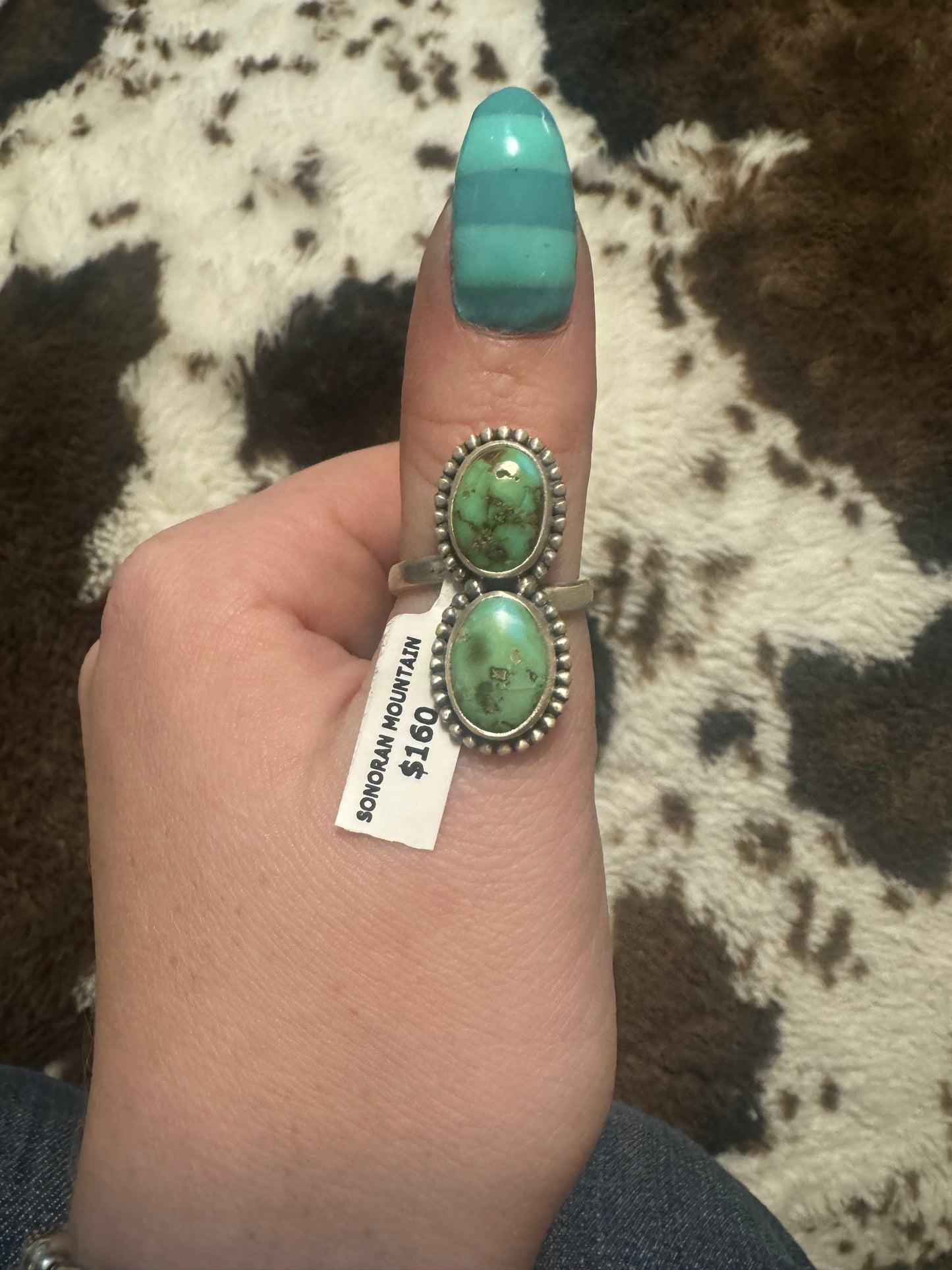 Sonoran turquoise two stone adjustable ring