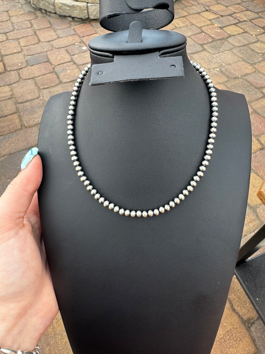 4mm sterling pearl 14” necklace