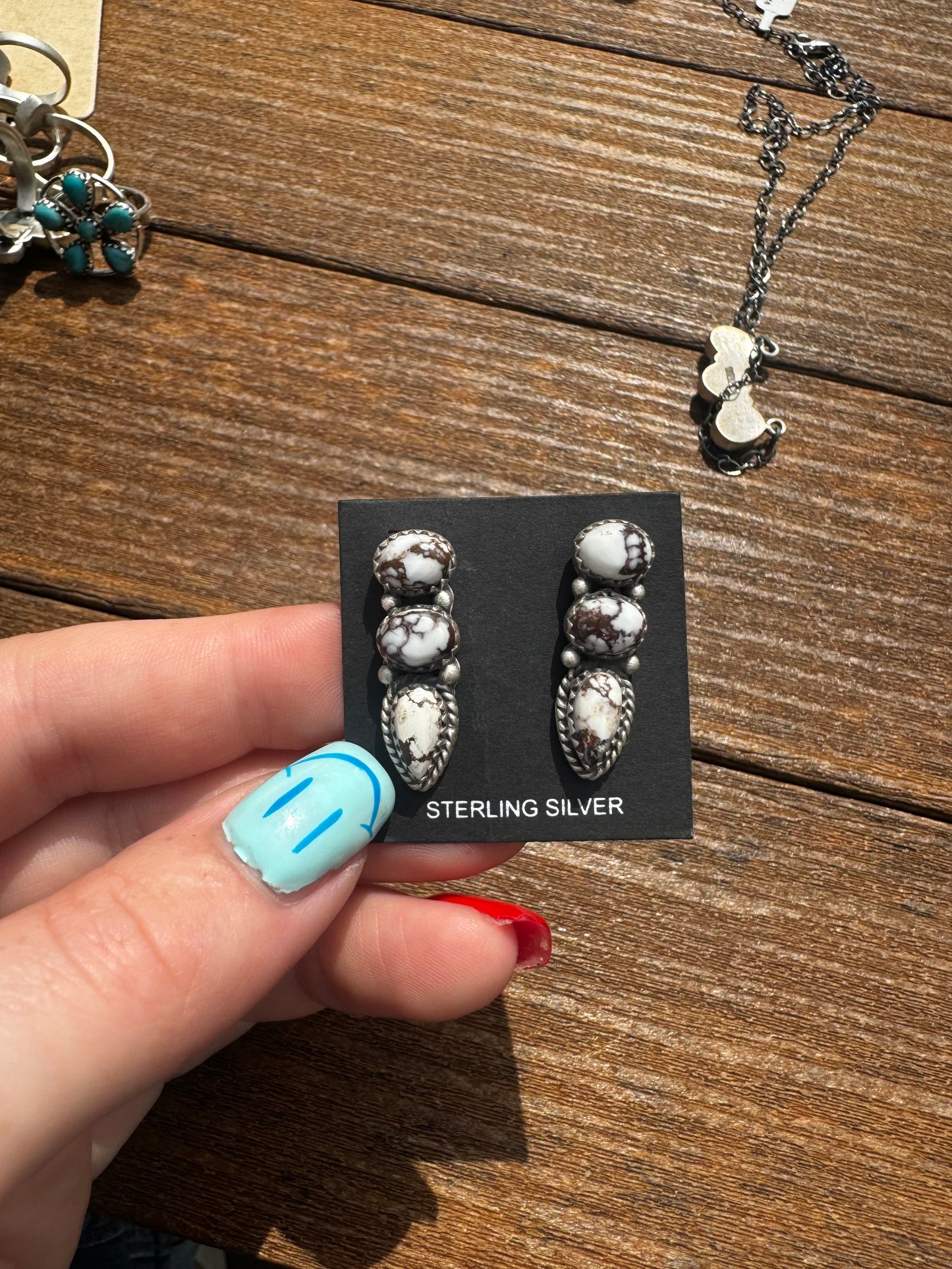 Wild horse 3 stone earrings