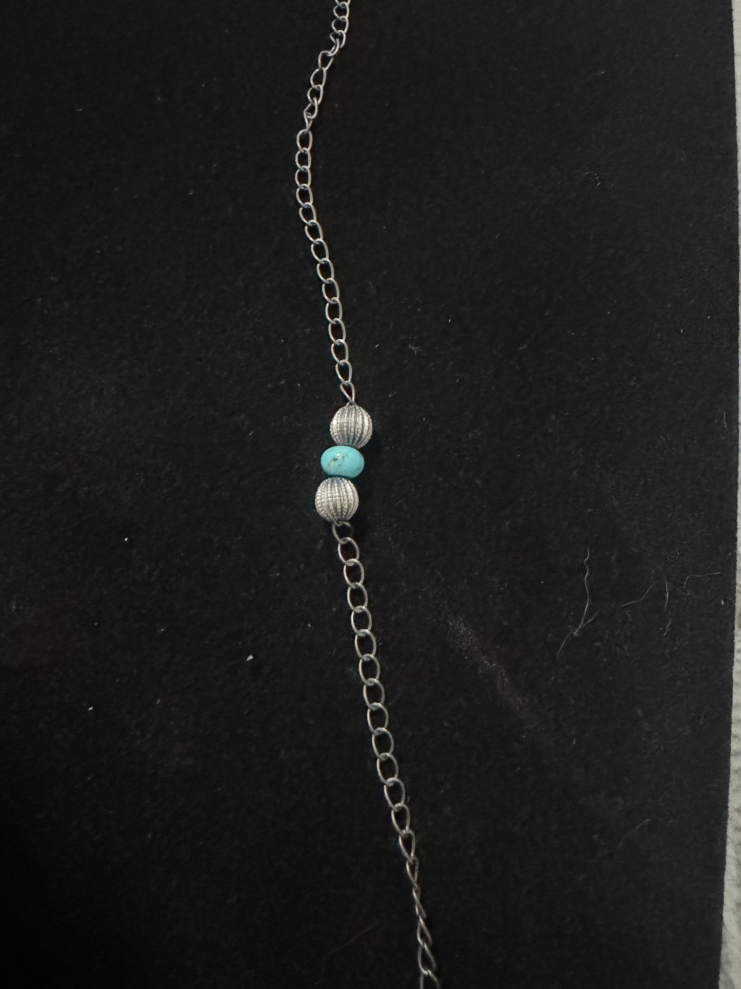 Melon pearl and turquoise chain bracelet