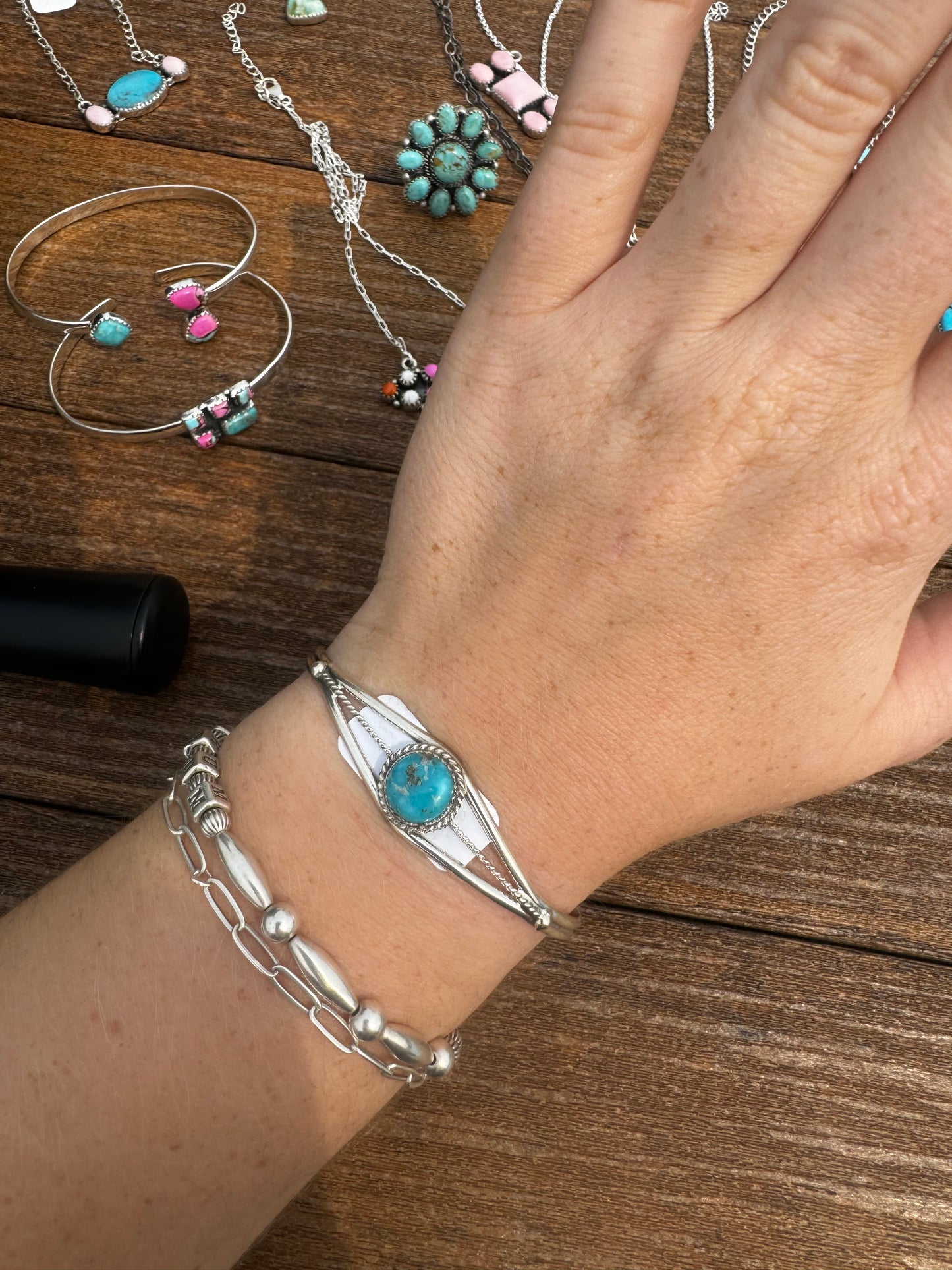 Native Esther white turquoise cuff