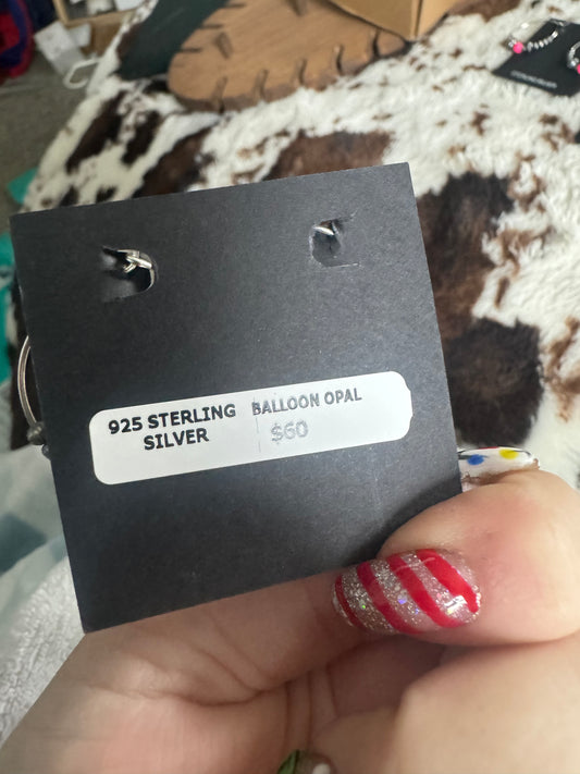 Pearl and opal hoop earrings