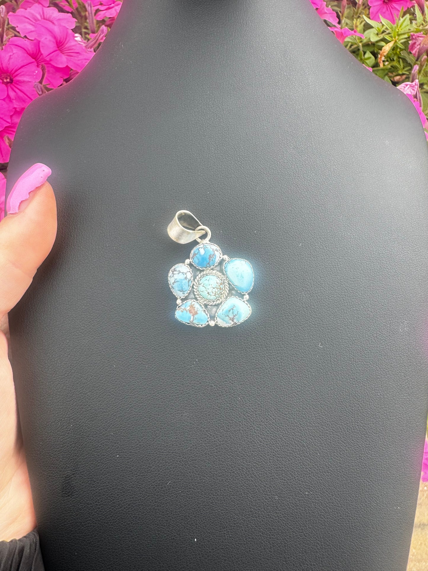Golden hills turquoise cluster pendant
