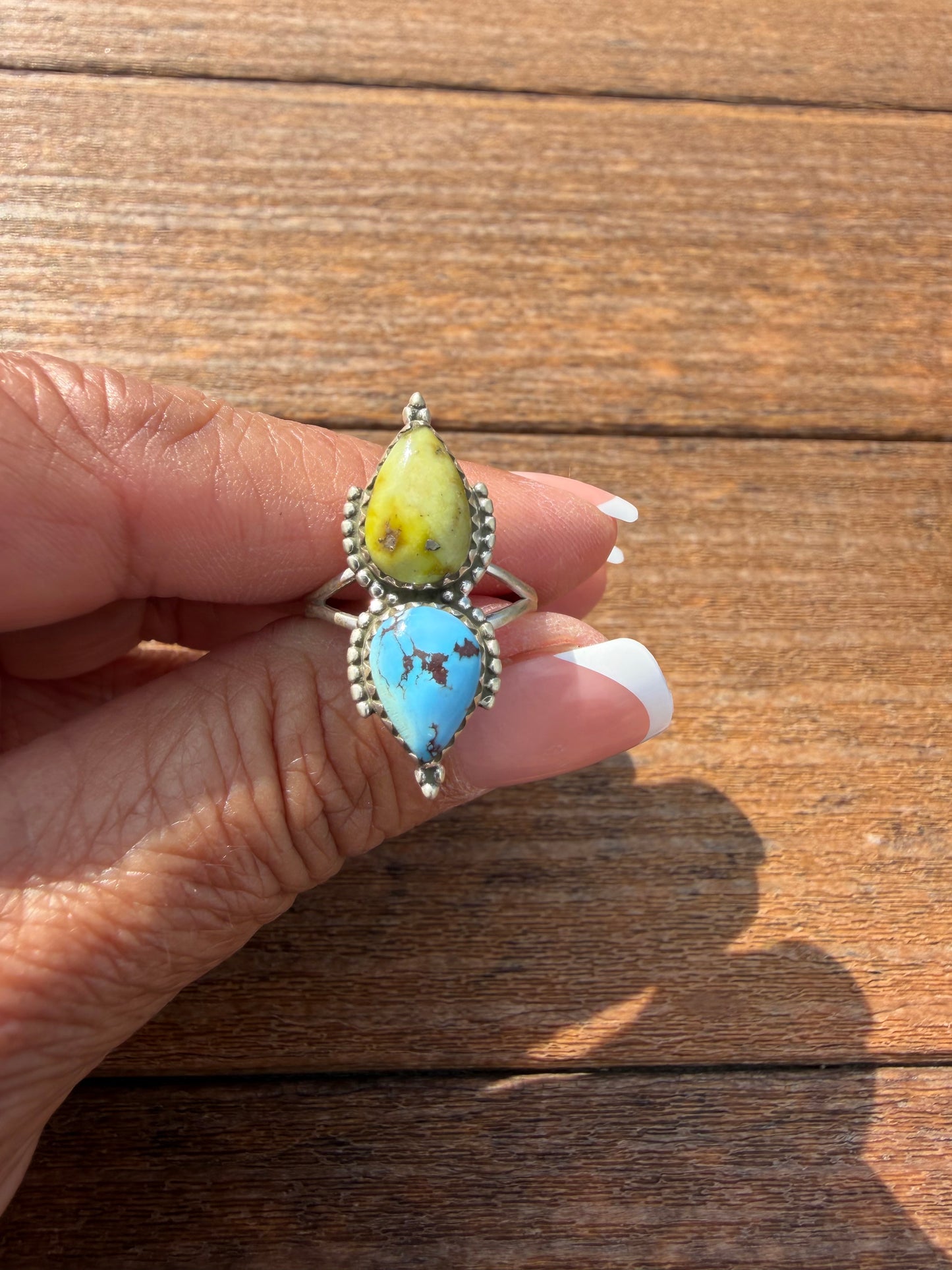 Sz 6 golden hills turquoise and palomino ring
