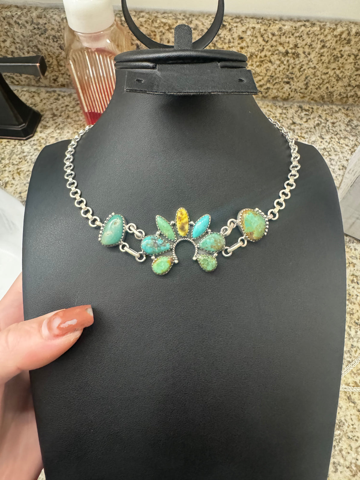 Mixed stone turquoise choker Naja necklace