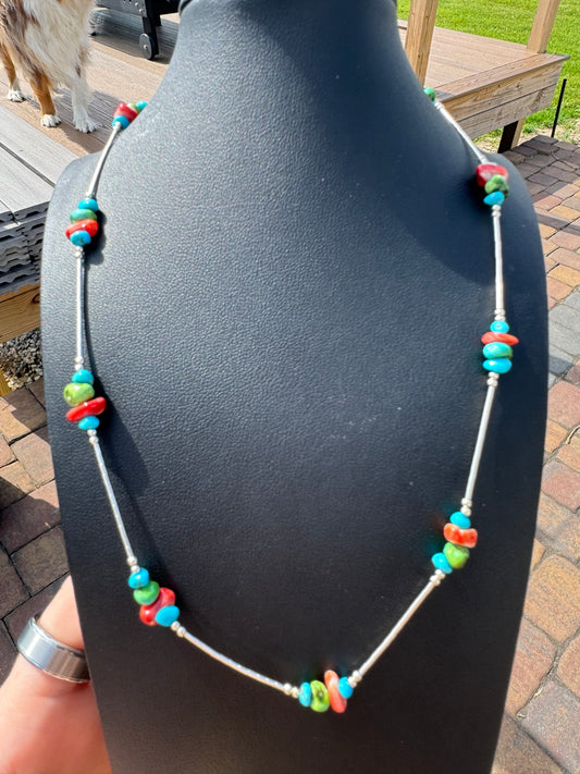 Liquid silver, sleeping beauty turquoise, Sonoran, spiny necklace