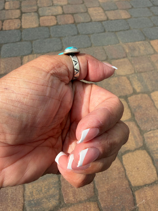Whitewater turquoise floater ring on stamped band