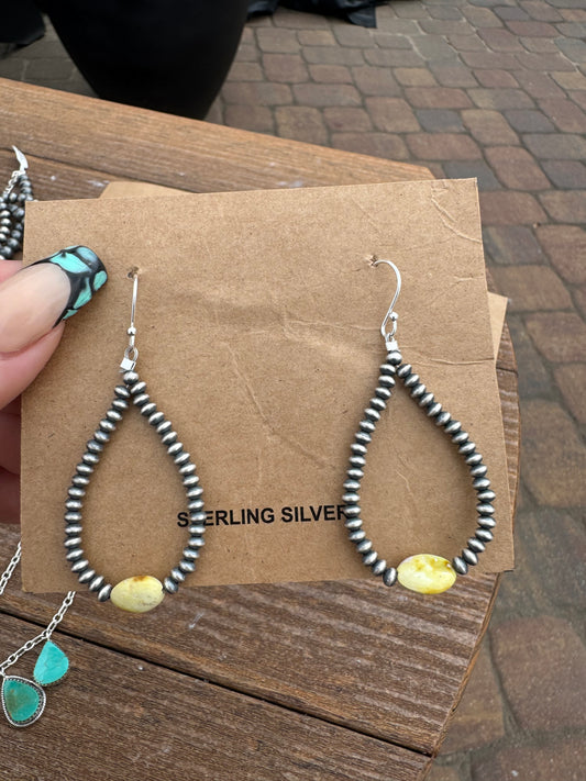 Saucer pearl and palomino loop earrings