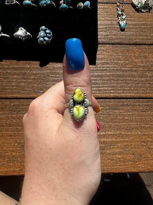 Two stone palomino adjustable ring