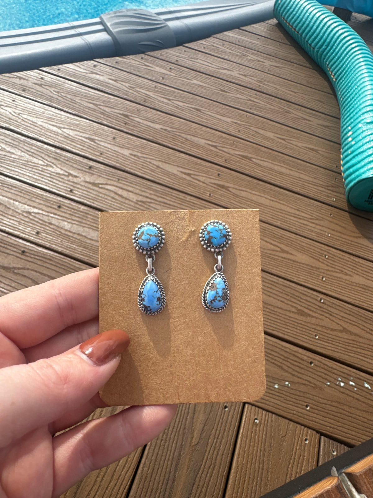 Golden hills turquoise drop stud earrings
