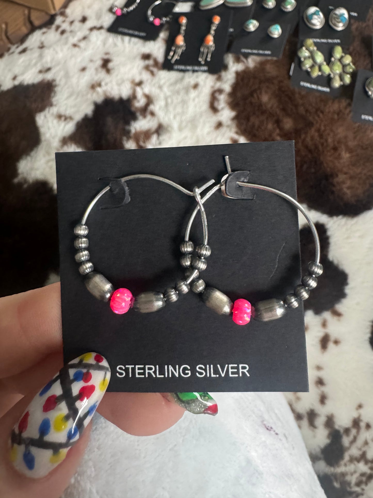 Pearl and opal hoop earrings