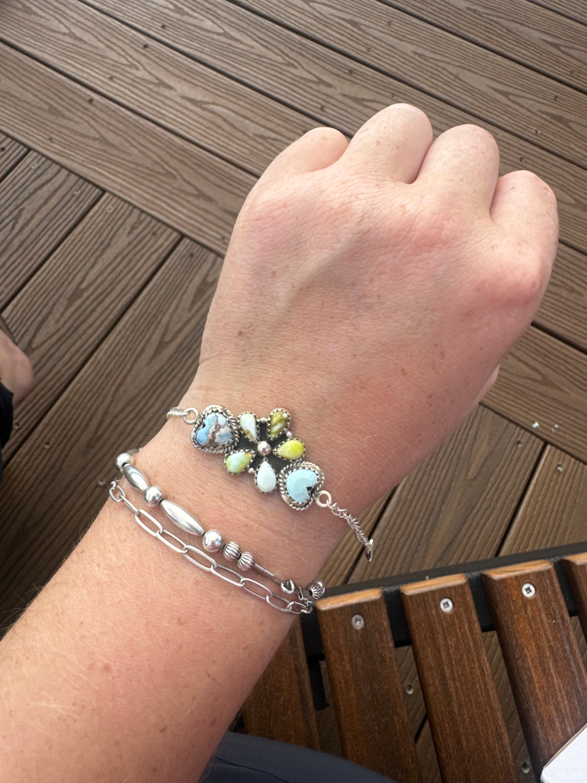Palomino and golden hills turquoise chain bracelet