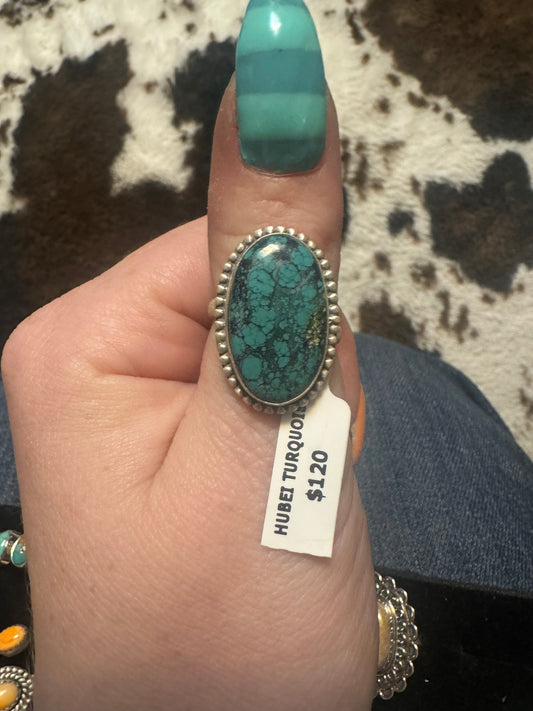 Hubei turquoise oval adjustable ring