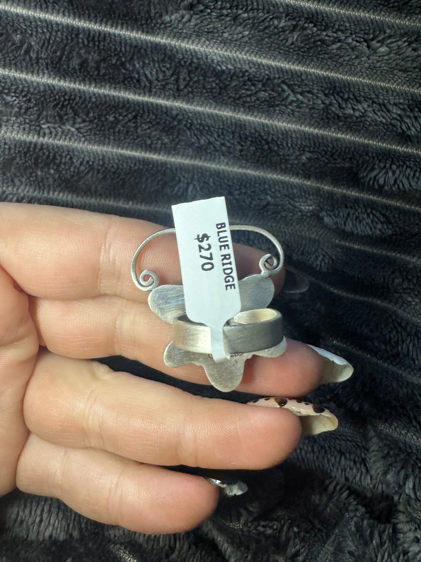 Blue ridge turquoise  butterfly adjustable ring