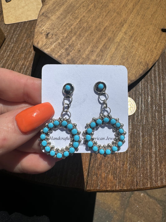Zuni turquoise stud hoop earrings