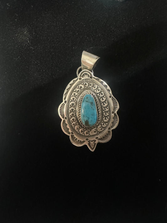 Native Made Leonard Maloney turquoise pendant