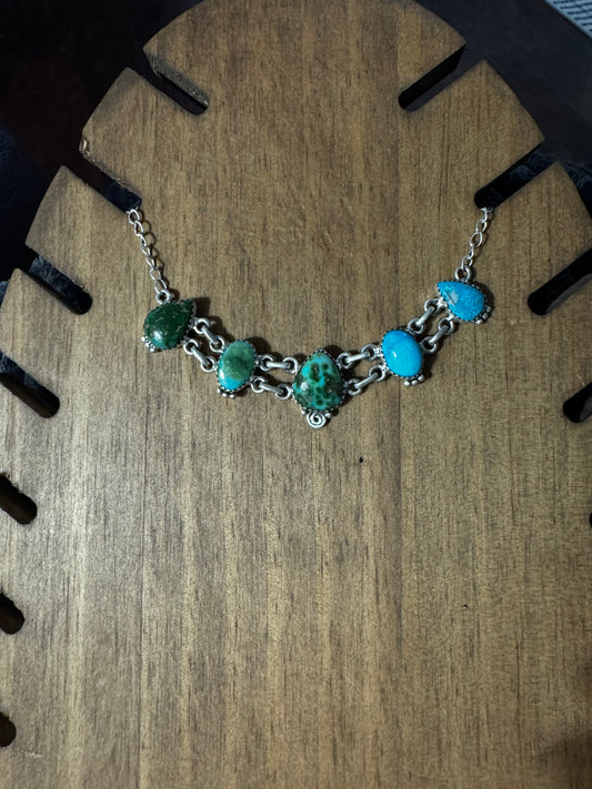 Sonoran gold turquoise and whitewater choker necklace