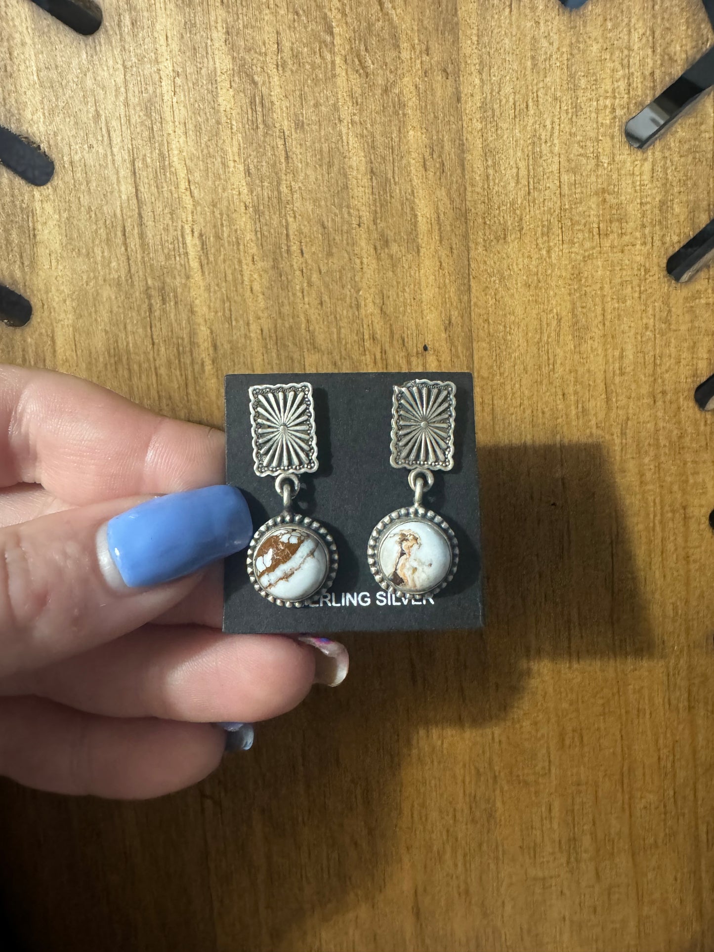 Wild horse square concho drop earrings