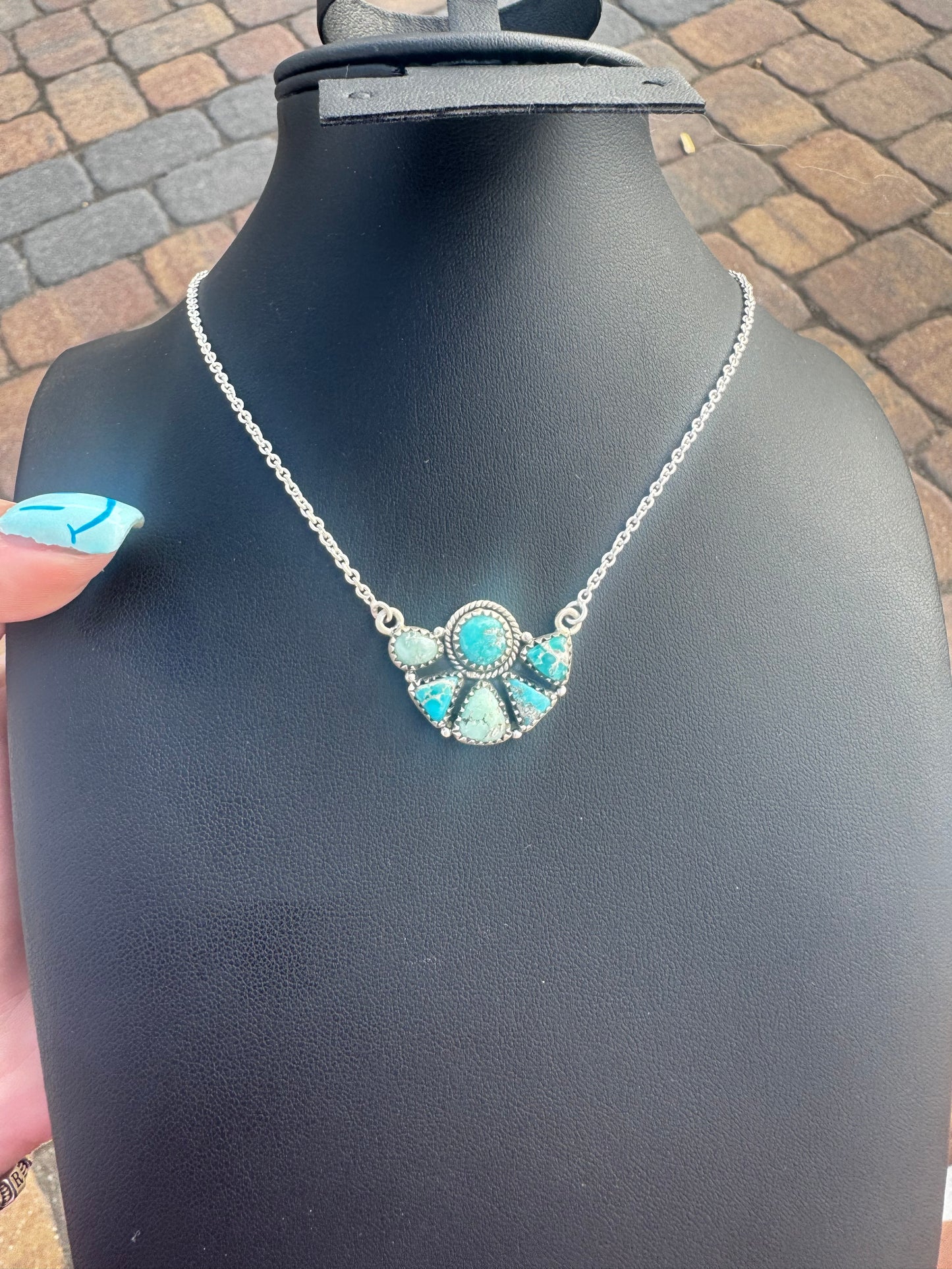 Whitewater turquoise half cluster necklace