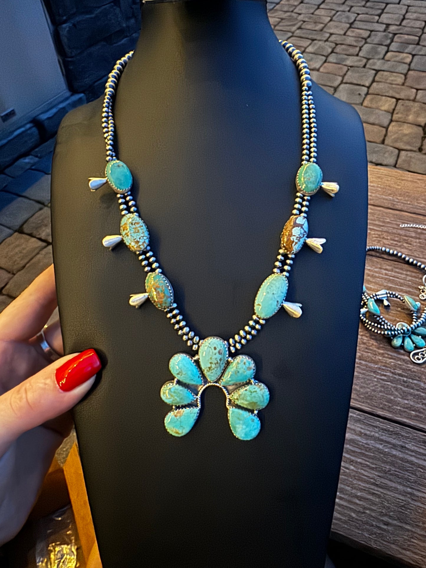 #8 turquoise squash blossom Naja necklace